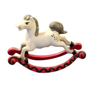 Vintage Hagen-Renaker Rocking Horse White Appaloosa Foal Figurine Retired